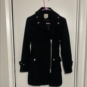 Silence + Noise Black Trench Coat with Silver Buttons